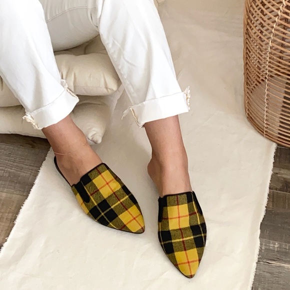 Jenni Kayne mules in flannel tartan plaid Yellow size 40 / 10 - Picture 1 of 5